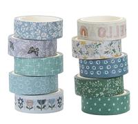 YUBX 10 rollos Boho Washi Tape Estampado floral Washi Masking Tape Cinta adhesiva decorativa Papel Tape para bullet journal Scrapbooking Artesanía de bricolaje Suministros (Cool)