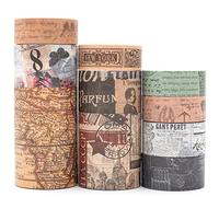 YUBX 10 Rollos Cinta Adhesiva Vintage, Decorativas Washi Tape Set para Scrapbooking, Manualidades, Marcos de Fotos, Bullet Journal y Decorar Regalos