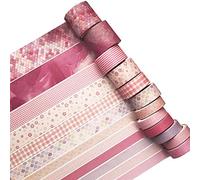 YUBX 12 rollo Washi Tape Set cinta adhesiva decorativa Washi Glitter Adhesivo de Cinta Decorativa para DIY Crafts Scrapbooking (Cherry Party)