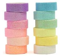 YUBX 12 Rollos Brillar Washi Tape Set Papel de aluminio espumoso Masking Tape cinta adhesiva de papel decorativa para Scrapbooking Artesanía de Bricolaje (12 colores)