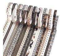 YUBX 20 rollo Oro negro Washi Tape Set cinta adhesiva decorativa Washi Glitter Adhesivo de Cinta Decorativa para DIY Crafts Scrapbooking 7 mm de ancho (Slim Black Gold 20)