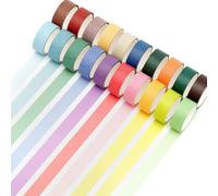 YUBX 20 Rollo Pastel Washi Tape Set Color sólido Masking Tape cinta adhesiva decorativa Washi Glitter Adhesivo