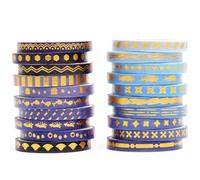 YUBX 20 rollos Flaco Washi Tape Set cinta adhesiva decorativa Washi Glitter Adhesivo 5MM De ancho (Ballenas Marinas)