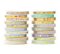 YUBX 20 rollos Flaco Washi Tape Set cinta adhesiva decorativa Washi Glitter Adhesivo 5MM De ancho (Lavender)