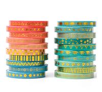 YUBX 20 rollos Flaco Washi Tape Set cinta adhesiva decorativa Washi Glitter Adhesivo 5MM De ancho (Peacock Tail)