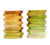 YUBX 20 rollos Flaco Washi Tape Set cinta adhesiva decorativa Washi Glitter Adhesivo 5MM De ancho (Verde en verano)