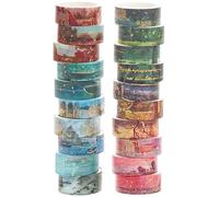 YUBX 20 Rollos Paisaje Washi Tapes Set, Lámina de oro Cinta Adhesiva Decorativa para Scrapbooking, Manualidades, Marcos de Fotos, Bullet Journal y Decorar Regalos