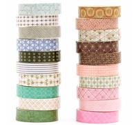 YUBX 20 rollos Patrones básicos Washi Tape Set Delgado cinta adhesiva Elegancia geométrica decorativa Washi Adhesivo de Cinta Decorativa para DIY Crafts Scrapbooking (3 tonos joya)