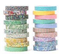 YUBX 20 Rollos Vendimia Washi Tape Set Flaco Retro Cinta Adhesiva Decorativas Masking Tape para Scrapbooking, Manualidades, Marcos de Fotos, Bullet Journal y Decorar Regalos