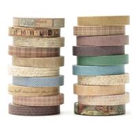 YUBX 20 Rollos Vendimia Washi Tape Set Flaco Retro Cinta Adhesiva Decorativas Masking Tape para Scrapbooking, Manualidades, Marcos de Fotos, Bullet Journal y Decorar Regalos (Vintage)