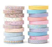 YUBX 20 Rollos Vendimia Washi Tape Set Flaco Retro Cinta Adhesiva Decorativas Masking Tape para Scrapbooking, Manualidades, Marcos de Fotos, Bullet Journal y Decorar Regalos (Kawaii)