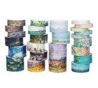 YUBX 24 Rollos Paisaje Washi Tapes Set, Cinta Adhesiva Decorativa para Scrapbooking, Manualidades, Marcos de Fotos, Bullet Journal y Decorar Regalos