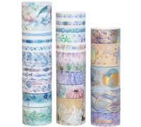 YUBX 24 Rollos Vida marina Washi Tapes Set, Mundo submarino Cinta Adhesiva Decorativa para Scrapbooking, Manualidades, Marcos de Fotos, Bullet Journal y Decorar Regalos