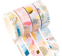 YUBX 4 rollos Washi Tape cinta adhesiva de papel decorativa para Scrapbooking Artesanía de Bricolaje (Geometric 4)