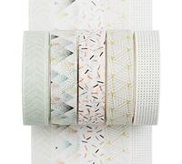 YUBX 5 Rollos Flaco Washi Tape Set cinta adhesiva decorativa Washi Glitter Adhesivo 10MM De ancho (Pine mist)