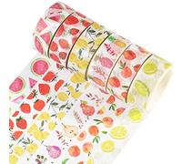 YUBX 6 Rollos Washi Tape Set Frutas & Florales cinta adhesiva decorativa Washi Glitter Adhesivo de Cinta Decorativa para DIY Crafts Scrapbooking (Fresh Fruits)