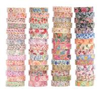 YUBX 60 rollos Flor Washi Tape Set Delgado cinta adhesiva decorativa Washi Glitter Adhesivo de Cinta Decorativa para DIY Crafts Scrapbooking (Summer)