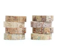 YUBX 8 Rollos Cinta Adhesiva Vintage, Decorativas Washi Tape Set para Scrapbooking, Manualidades, Marcos de Fotos, Bullet Journal y Decorar Regalos (libros basura)