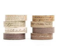 YUBX 8 Rollos Cinta Adhesiva Vintage, Decorativas Washi Tape Set para Scrapbooking, Manualidades, Marcos de Fotos, Bullet Journal y Decorar Regalos (Handwritten Text)