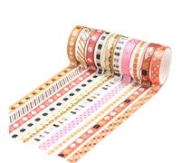 YUBX Flaco Oro Washi Tape Set cinta adhesiva decorativa Washi Glitter Adhesivo 8MM De ancho