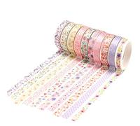 YUBX Flaco Oro Washi Tape Set cinta adhesiva decorativa Washi Glitter Adhesivo 8MM De ancho