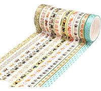 YUBX Flaco Oro Washi Tape Set cinta adhesiva decorativa Washi Glitter Adhesivo 8MM De ancho