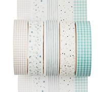 YUBX Flaco Washi Tape Set cinta adhesiva decorativa Washi Glitter Adhesivo 10MM De ancho (Cyan Dew)