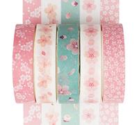 YUBX Flaco Washi Tape Set cinta adhesiva decorativa Washi Glitter Adhesivo 10MM De ancho (Sakura)