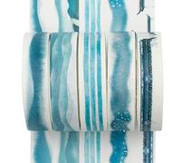 YUBX FlacoWashi Tape Set cinta adhesiva decorativa Washi Glitter Adhesivo 10MM De ancho (Ink Blue)