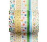 YUBX Juego de 5 rollos de cinta washi adhesiva, cinta decorativa Washi para niños, cinta adhesiva colorida para álbumes de recortes, diario de balas, planificador, paquete de regalo