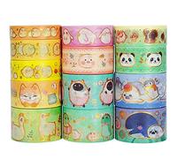 YUBX Lindo Mascotas Washi Tape Set cinta adhesiva decorativa Washi Glitter Adhesivo de Cinta Decorativa para DIY Crafts Scrapbooking 13 Rollos