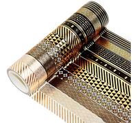 YUBX Oro negro Washi Tape Set cinta adhesiva decorativa Washi Glitter Adhesivo de Cinta Decorativa para DIY Crafts Scrapbooking 10 Rollos