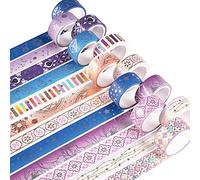 YUBX Oro Washi Tape Set Plata cinta adhesiva decorativa Washi Glitter Adhesivo de Cinta Decorativa para DIY Crafts Scrapbooking 15 mm de ancho (Starry Night 12 rollo)