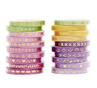 YUBX Skinny Gold Washi Tape Set Basic Foil Print Decorative Masking Tapes for Arts, DIY Crafts, Journals, Planners, Scrapbook, Wrapping (Dreamy Waltz)