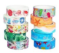 YUBX Verano Washi Tape Set otoño cinta adhesiva decorativa Washi Glitter Adhesivo de Cinta Decorativa para DIY Crafts Scrapbooking 15 mm de ancho (Summer 10 rollo)