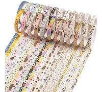 YUBX Washi Tape, Rollos de cinta adhesiva decorativa de 5 mm de ancho para álbumes de recortes, manualidades, boletos, diario, planificación, regalos, decoración, 24 Rollos ( Paquete de 1)