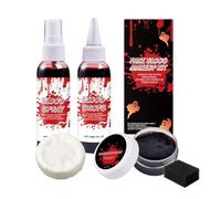 yuchdzexu Kit de maquillaje de sangre falsa de Halloween, aerosol de sangre falsa realista lavable para la cara, accesorios de disfraz de vampiro zombi lavables para películas, imitación de cosplay