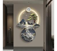 YuchiFa Decoración de pared 3D, esculturas de pared con luz LED, lámpara de pared decorativa, pinturas murales chinas para el hogar, entrada, dormitorio (#2)