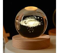 YuchiFa Esfera Happyhaves, Esfera de iluminación Happyhaves, Esferas de estrellas relajantes Happyhaves La galaxia, Saturno y la Luna, Sistema solar 3D Bola de cristal Luz nocturna (#7,8cm/3.15in)
