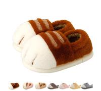 YuchiFa Zapatillas de pata de gato, zapatillas de pata de gato de dibujos animados 3D para mujer, zapatillas de invierno suaves y cálidas con pata de gato (Brown,44-45)