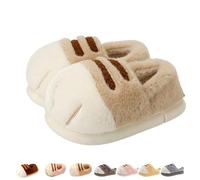 YuchiFa Zapatillas de pata de gato, zapatillas de pata de gato de dibujos animados 3D para mujer, zapatillas de invierno suaves y cálidas con pata de gato (Khaki,42-43)