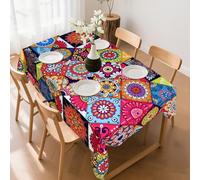 YuChiSX Mantel bohemio para exteriores, mantel rectangular de poliéster lavable con mandala, para cocina, comedor, picnic al aire libre, fiesta en el jardín, picnic, patio, 140 x 180 cm