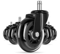 YUCONECT Ruedas Silla Oficina Goma de 10mm Compatibles con Sillas IKEA para Pisos de Madera y Alfombras Soportan hasta 300 Kg - Set de 5 Ruedas para Sillas Oficina Silenciosas y Resistentes