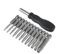 YuCool - Juego de 12 puntas de destornillador de cabeza Torx T5-T40 S2 de 1/4 de pulgada, juego de herramientas de destornillador de estrella de 6 puntos con mango de 1 paquete