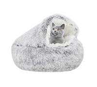 YUDANSI Cama Cueva Gatos, 40cm Largo Pelusa Pequeño Cama Gatos | 2 en 1 Casa para Gatos o Cama para Gatos Con Fondo Antideslizante, Lavable en la Lavadora Suave Cama Pequeña para Mascotas