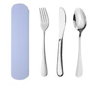 YUDANSI Juego De Cubiertos De Camping, 4 Piezas Cuchillo Tenedor Cuchara Para Viajes Al Aire Libre Picnic Oficina Escuela, Cubiertos De Almuerzo Portátiles De Acero Inoxidable Con Estuche