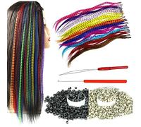 YUDAOHAIR Extensiones de pelo sintético de plumas para mujer de 16 pulgadas con 100 cuentas de silicona de micro eslabones y 2 ganchos de ganchillo, plumas de pelo con kit de herramientas (16 pulgadas