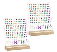 YUDAWN 2 Piezas Organizador de Pendientes, Organizador Joyas con Base de Madera Jewelry Organizer Soporte para Joyas para Joyería Hogar