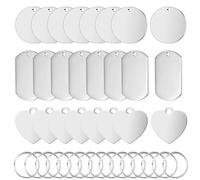 YUDAWN 24 Piezas Etiquetas en Blanco de Acero Inoxidable, Chapas Personalizadas Llaveros en Blanco para Collar con Colgante de Perro