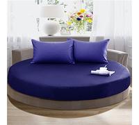YUDEYU Cama Redonda Sábanas Ajustables Anti-Suciedad Protectores de colchón una Sola Capa Suave Toda la Tela de algodón Colcha(Azul,Diameter 2.4m)